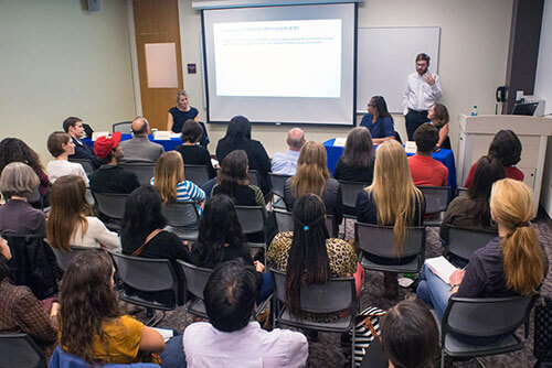 Panel presentation discussing the approaches to public health that AU researchers have taken.